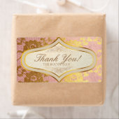 Roze Gouden Kant Cream Bruiloft Label Dank u (Insitu)