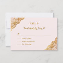 Roze Gouden Kant RSVP