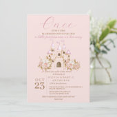 Roze Gouden Kasteel Princess Baby Shower Kaart (Staand voorkant)