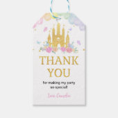 Roze Gouden Kasteel Prinses Verjaardag Dank u Labe Cadeaulabel (Voorkant)