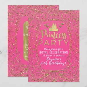 Roze & Gouden Kasteel PRINSESSEN FEEST Verjaardag Kaart