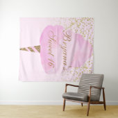 Roze & Gouden Katoenen Candy Sweet 16 Feest Achter Wandkleed (In Situ (horizontaal))