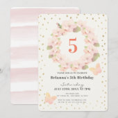 Roze & Gouden Kersenbloesem Bloemmeisje Verjaardag Kaart (Voorkant / Achterkant)