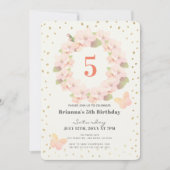 Roze & Gouden Kersenbloesem Bloemmeisje Verjaardag Kaart (Voorkant)