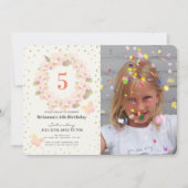 Roze & Gouden Kersenbloesem Meisje Foto Verjaardag Kaart (Voorkant)