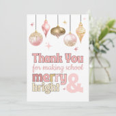 Roze Gouden Kerst Dank Je Kaarthouder Kaart (Staand voorkant)