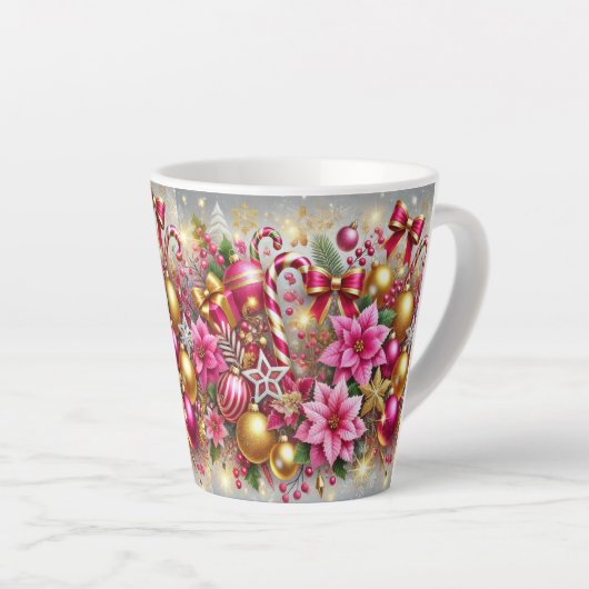 Roze & Gouden Kerst Magie Latte Mok (Rechterhoek)