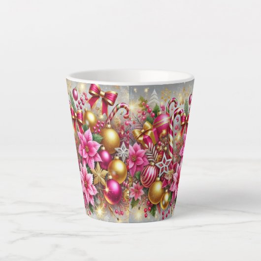 Roze & Gouden Kerst Magie Latte Mok (Voorkant)