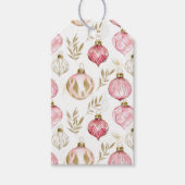 Roze Gouden Kerst  Ornamenten Cadeaulabel (Voorkant)