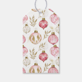Roze Gouden Kerst Ornamenten Cadeaulabel