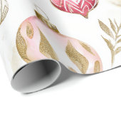 Roze Gouden Kerst  Ornamenten Cadeaupapier (Rol Hoek)