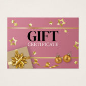 Roze gouden kerstbal ribbon-kaartje visitekaartje (Voorkant)