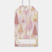 Roze Gouden Kerstbomen Patroon#13 ID1009 Cadeaulabel (Voorkant)