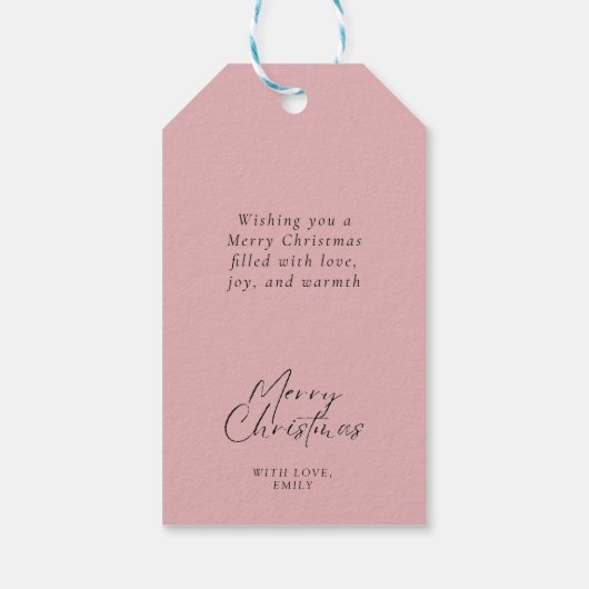 Roze Gouden Kerstboom Cadeaulabel (Achterkant)