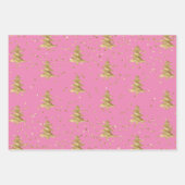  roze gouden kerstboom glitz inpakpapier vel (Voorkant)