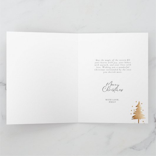 Roze Gouden Kerstboom Kaart (Binnen)