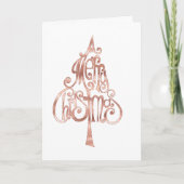 Roze Gouden Kerstboom Kaart (Voorkant)