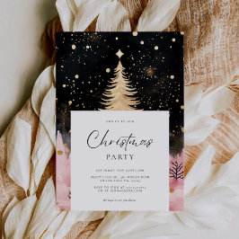 Roze Gouden Kerstboom Kaart