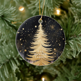 Roze Gouden Kerstboom Keramisch Ornament