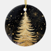 Roze Gouden Kerstboom Keramisch Ornament (Voorkant)