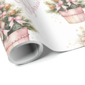 Roze Gouden Kerstboom Ornamenten & Bogen Cadeaupapier (Rol Hoek)