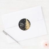 Roze Gouden Kerstboom Ronde Sticker (Envelop)