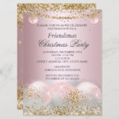 -roze gouden kerstfeest kaart (Voorkant / Achterkant)