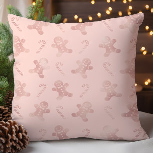 Roze Gouden Kerstman Patroon Voor De Feestdagen Kussen