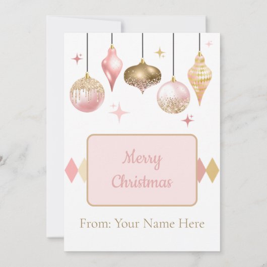 Roze Gouden Kerstmis Bedankkaart Houder Kaart (Achterkant)