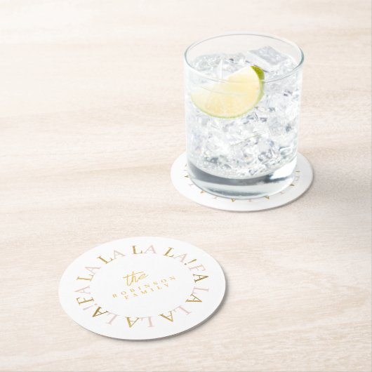 Roze Gouden Kerstmis Fa La ID1009 Ronde Kartonnen Onderzetter (Insitu)