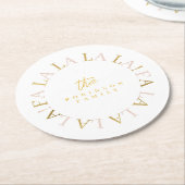 Roze Gouden Kerstmis Fa La ID1009 Ronde Kartonnen Onderzetter (Gebogen)