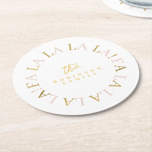Roze Gouden Kerstmis Fa La ID1009 Ronde Kartonnen Onderzetter (Gebogen)