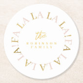 Roze Gouden Kerstmis Fa La ID1009 Ronde Kartonnen Onderzetter (Voorkant)