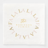 Roze Gouden Kerstmis Fa La ID1009 Servet (Voorkant)