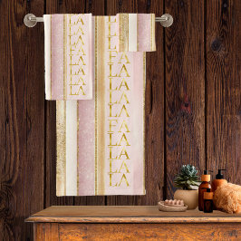 Roze Gouden Kerstmis Fa La Patroon#27 ID1009 Bad Handdoek