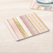 Roze Gouden Kerstmis Fa La Patroon#27 ID1009 Kartonnen Onderzetters (Schuin)