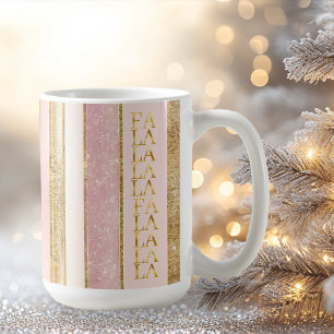 Roze Gouden Kerstmis Fa La Patroon#27 ID1009 Koffiemok