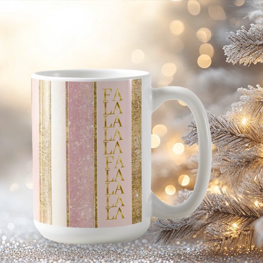 Roze Gouden Kerstmis Fa La Patroon#27 ID1009 Koffiemok