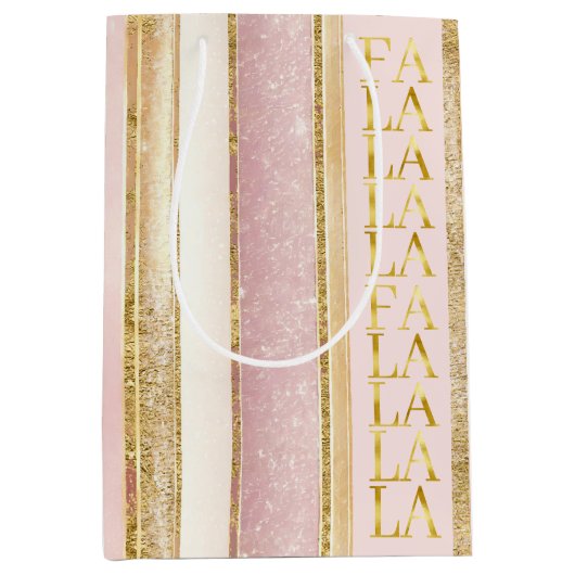 Roze Gouden Kerstmis Fa La Patroon#27 ID1009 Medium Cadeauzakje (Voorkant)