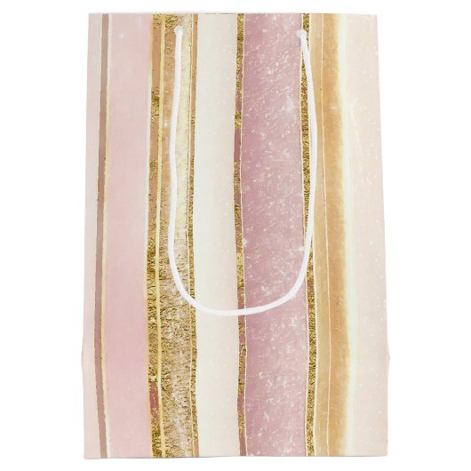 Roze Gouden Kerstmis Fa La Patroon#27 ID1009 Medium Cadeauzakje (Achterkant)