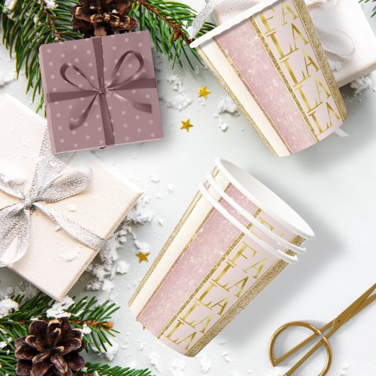 Roze Gouden Kerstmis Fa La Patroon#27 ID1009 Papieren Bekers