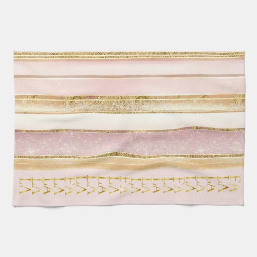 Roze Gouden Kerstmis Fa La Patroon#27 ID1009 Theedoek (Horizontaal)