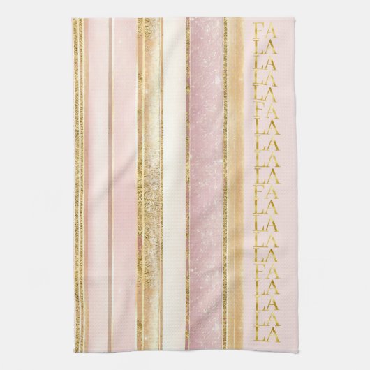 Roze Gouden Kerstmis Fa La Patroon#27 ID1009 Theedoek (Verticaal)