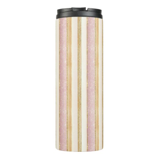 Roze Gouden Kerstmis Fa La Patroon#27 ID1009 Thermosbeker (Achterkant)