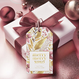 Roze Gouden Kerstmis Merry Patroon#21 ID1009 Cadeaulabel