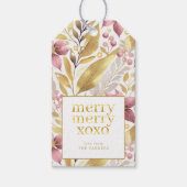 Roze Gouden Kerstmis Merry Patroon#21 ID1009 Cadeaulabel (Voorkant)