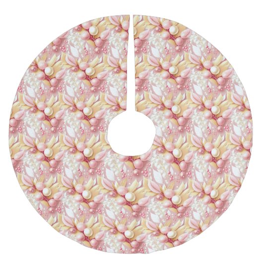 Roze Gouden Kerstmis Merry Pattern#17 ID1009 Kerstboom Rok (Voorkant)