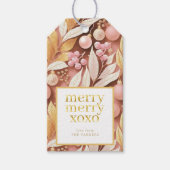 Roze Gouden Kerstmis Merry Pattern#22 ID1009 Cadeaulabel (Voorkant)