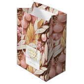 Roze Gouden Kerstmis Merry Pattern#22 ID1009 Medium Cadeauzakje (Voorkant Gekanteld)