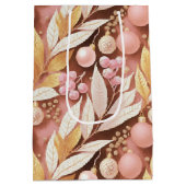 Roze Gouden Kerstmis Merry Pattern#22 ID1009 Medium Cadeauzakje (Achterkant)